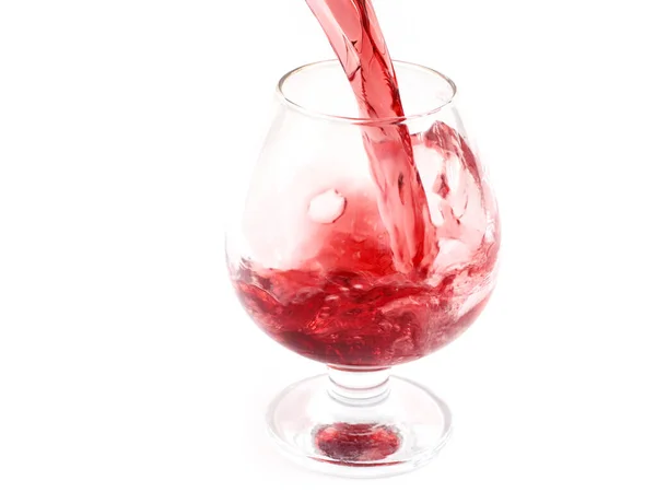 Gouttes Éclaboussures Vin Rouge Lorsqu Est Versé Dans Verre — Photo