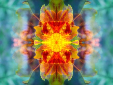 Bir kaleydoskopta fotoğraf çekilirken soyut resim oluşturuldu