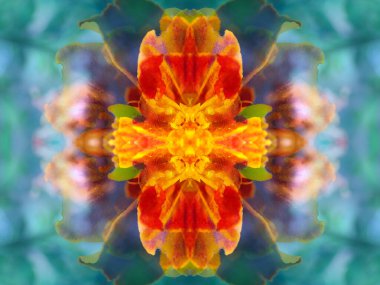 Bir kaleydoskopta fotoğraf çekilirken soyut resim oluşturuldu