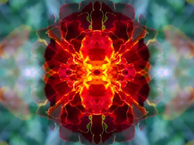 Bir kaleydoskopta fotoğraf çekilirken soyut resim oluşturuldu