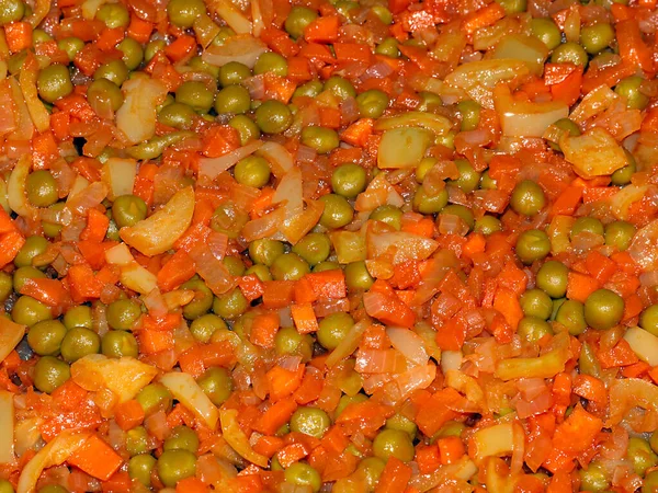 Βραστά Λαχανικά Δευτερεύον Πιάτο Στο Κύριο Τρόφιμο — Φωτογραφία Αρχείου