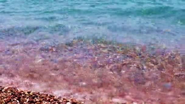 Vagues Mer Libres Sur Une Plage Sable Galets — Video