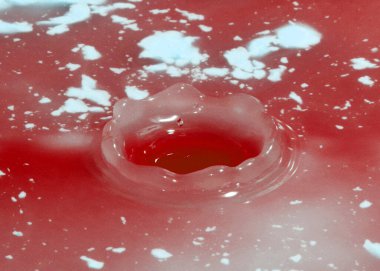 Etkilenen sıvının yüzeyine düşen bir damla suyun izleri.