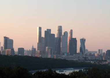 Moskova iş merkezi Rusya 'nın binalarının manzarası