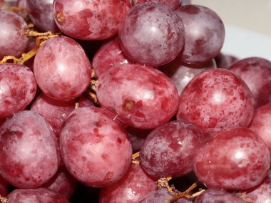 Yemeden önce büyük üzümler bir tabağa konur.