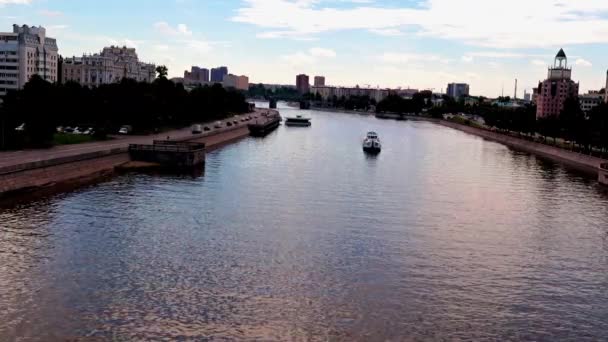 Residential Buildings Moscow River Embankment Russia — Stock Video