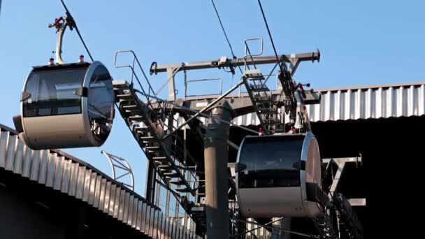 Mecanismos Cabinas Pasajeros Del Teleférico Moscú Rusia — Vídeo de stock