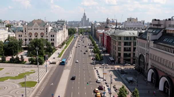 ルビヤンスカヤ広場の都市道路モスクワロシア — ストック動画