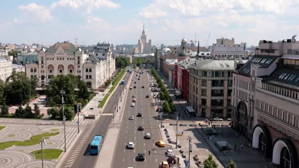 Carretera Ciudad Plaza Lubyanskaya Moscú Rusia — Vídeo de stock