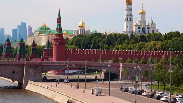 Uitzicht Gebouwen Torens Van Het Kremlin Het Rode Plein Moskou — Stockvideo