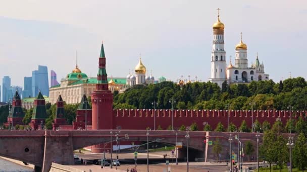 Vista Dos Edifícios Torres Kremlin Praça Vermelha Moscovo Rússia — Vídeo de Stock