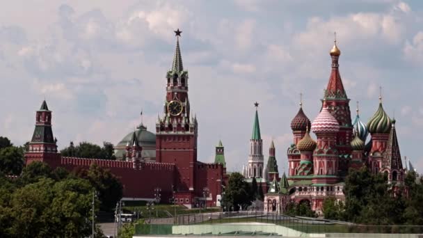 Pemandangan Bangunan Dan Menara Kremlin Lapangan Merah Moskow Rusia — Stok Video