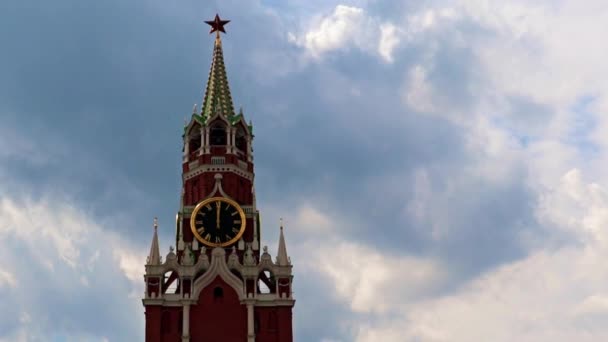 Mouvement Des Aiguilles Sur Horloge Tour Spasskaya Kremlin Moscou Russie — Video