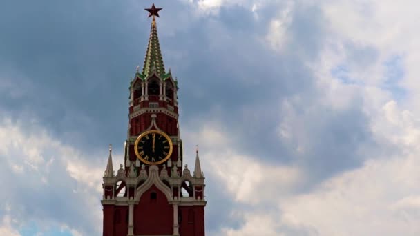 Mouvement Des Aiguilles Sur Horloge Tour Spasskaya Kremlin Moscou Russie — Video