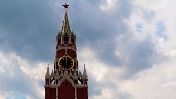 Movement Hands Clock Spasskaya Tower Kremlin Moscow Russia — Stock Video