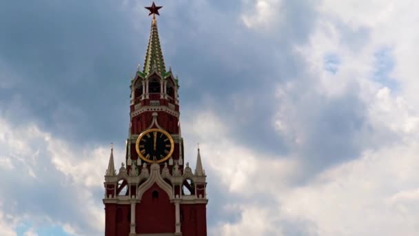 Mozgás Kezét Óra Spasskaya Torony Kremlin Moszkva Oroszország — Stock videók