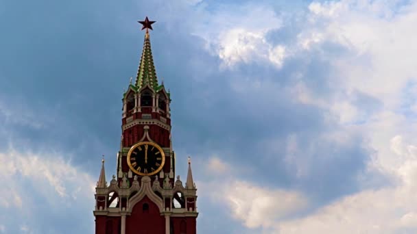 Movimento Das Mãos Relógio Torre Spasskaya Kremlin Moscou Rússia — Vídeo de Stock
