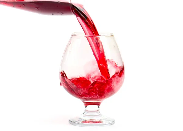 Stream Red Wine Creates Patterns Poured Glass — Stock Photo, Image