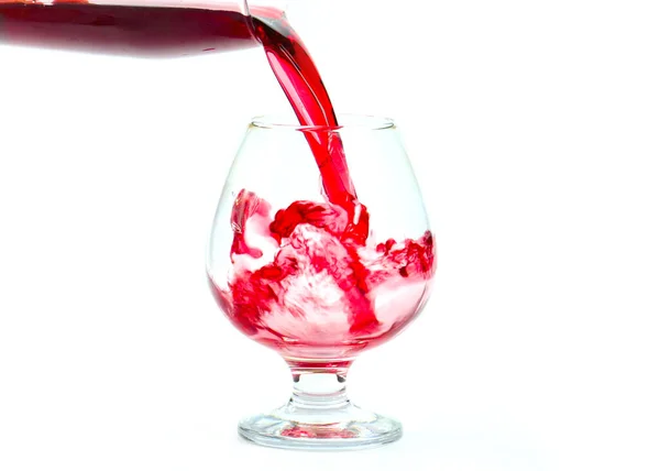 Stream Red Wine Poured Glass — Stock Photo, Image