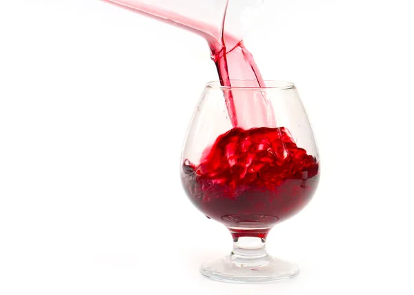 Stream Red Wine Poured Glass — Stock Photo, Image