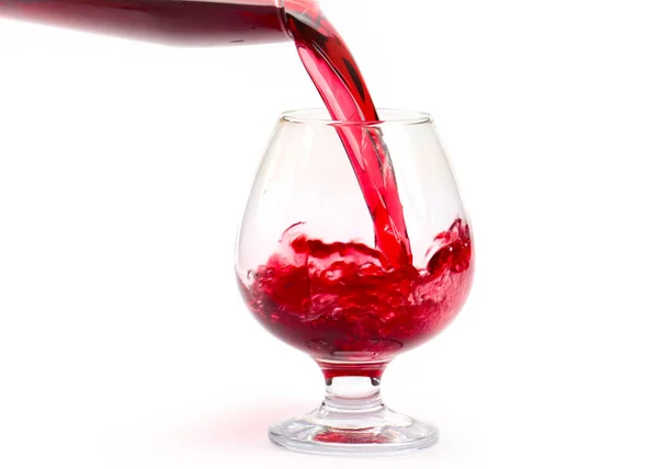 Fluxo Vinho Tinto Quando Derramado Copo — Fotografia de Stock
