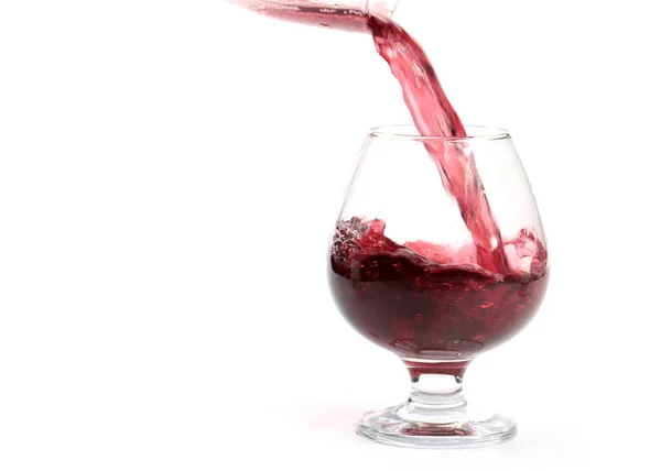 Jet Vin Rouge Lorsqu Est Versé Dans Verre — Photo