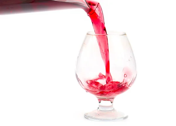 Stream Red Wine Poured Glass — Stock Photo, Image