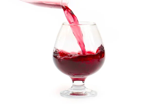 Red Wine Pours Glass Creating Whimsical Swirls — Stock Photo, Image