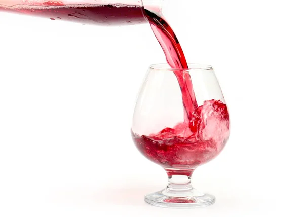 Vin Rouge Verse Dans Verre Créant Tourbillons Fantaisistes — Photo
