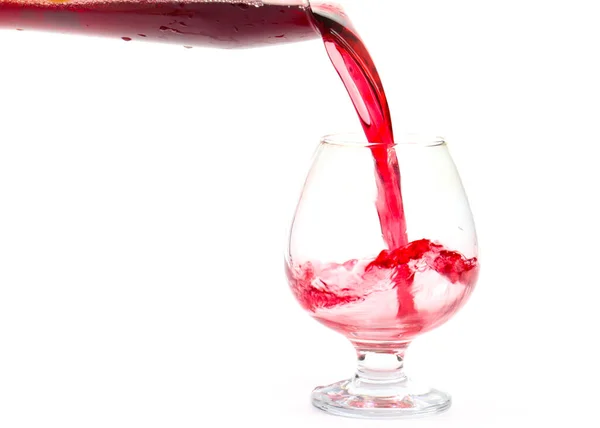 Red Wine Pours Glass Creating Whimsical Swirls — Stock Photo, Image