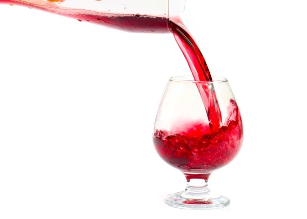 Red Wine Pours Glass Creating Whimsical Swirls — Stock Photo, Image