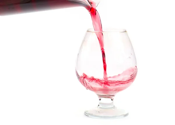 Červené Víno Proudí Skla Vytváří Rozmarné Víry — Stock fotografie