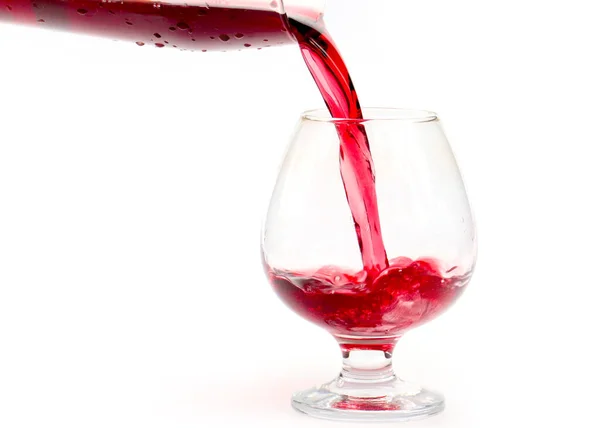 Red Wine Pours Glass Creating Whimsical Swirls — Stock Photo, Image