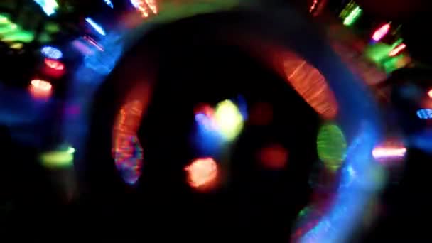 Konzentrische Lichtpunkte Einer Neujahrsgirlande — Stockvideo