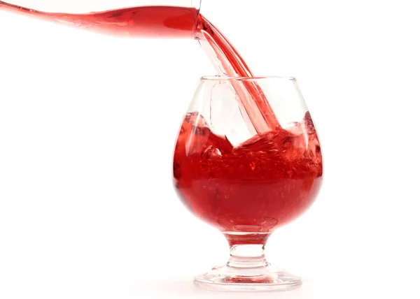 Fluxo Vermelho Brilhante Vinho Quando Derramado Copo — Fotografia de Stock
