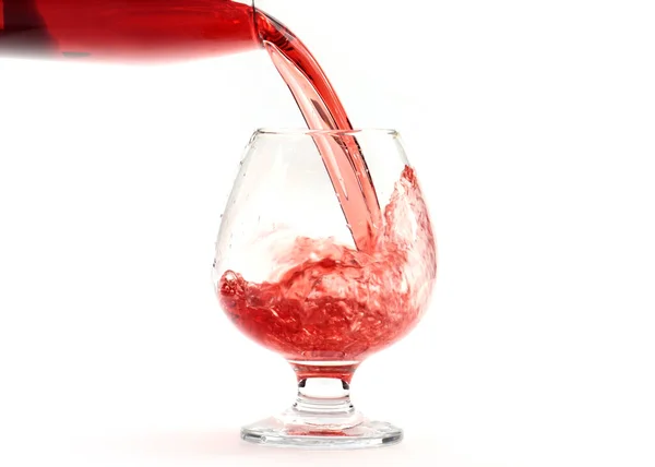 Bright Red Flow Wine Poured Glass — Stock Photo, Image