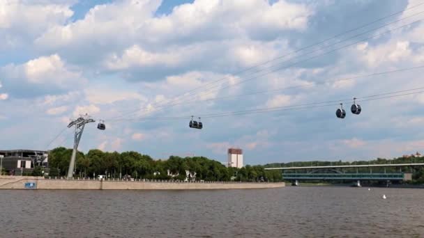 Cable Car River Central Stadium Sparrow Hills Moscow Russia — Stock Video