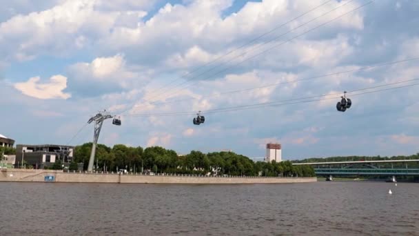 Teleférico Outro Lado Rio Estádio Central Para Colinas Pardais Moscovo — Vídeo de Stock