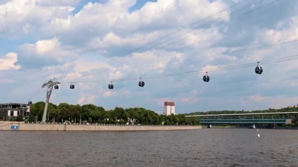 Teleférico Outro Lado Rio Estádio Central Para Colinas Pardais Moscovo — Vídeo de Stock