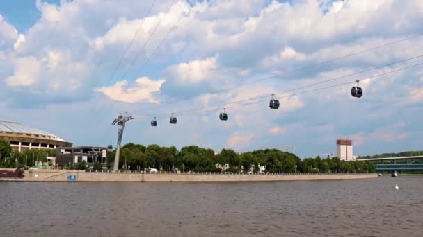 Teleférico Outro Lado Rio Estádio Central Para Colinas Pardais Moscovo — Vídeo de Stock