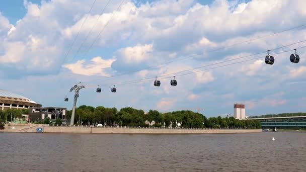 Teleférico Outro Lado Rio Estádio Central Para Colinas Pardais Moscovo — Vídeo de Stock