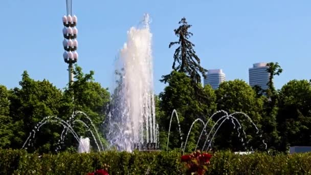 俄罗斯莫斯科市街道上的一排排清水喷泉 — 图库视频影像