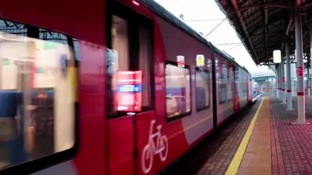 Trafic Transport Ferroviaire Urbain Gare Voyageurs Ville Moscou Russie — Video