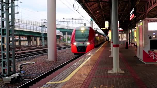 Traffic Urban Railway Transport Passenger Station City Moscow Russia — Stock Video