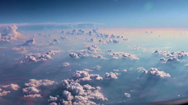 Vista Janela Aeronave Paisagem Céu Com Nuvens — Vídeo de Stock