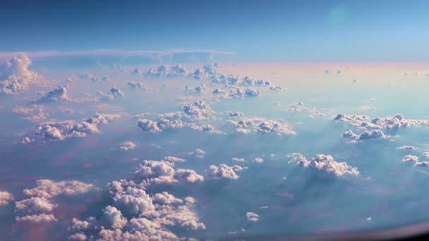 Vista Janela Aeronave Paisagem Céu Com Nuvens — Vídeo de Stock