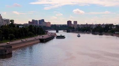 embankment of the Yauza River and residential areas of Moscow Russia