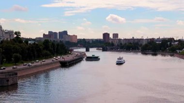 embankment of the Yauza River and residential areas of Moscow Russia