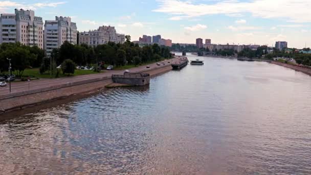 Argine Del Fiume Yauza Zone Residenziali Mosca Russia — Video Stock