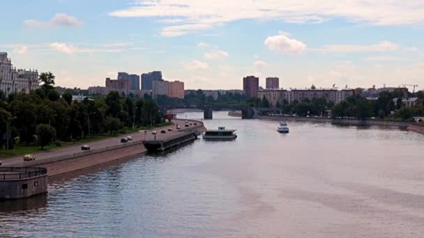 Embankment Yauza River Residential Areas Moscow Russia — Stok video